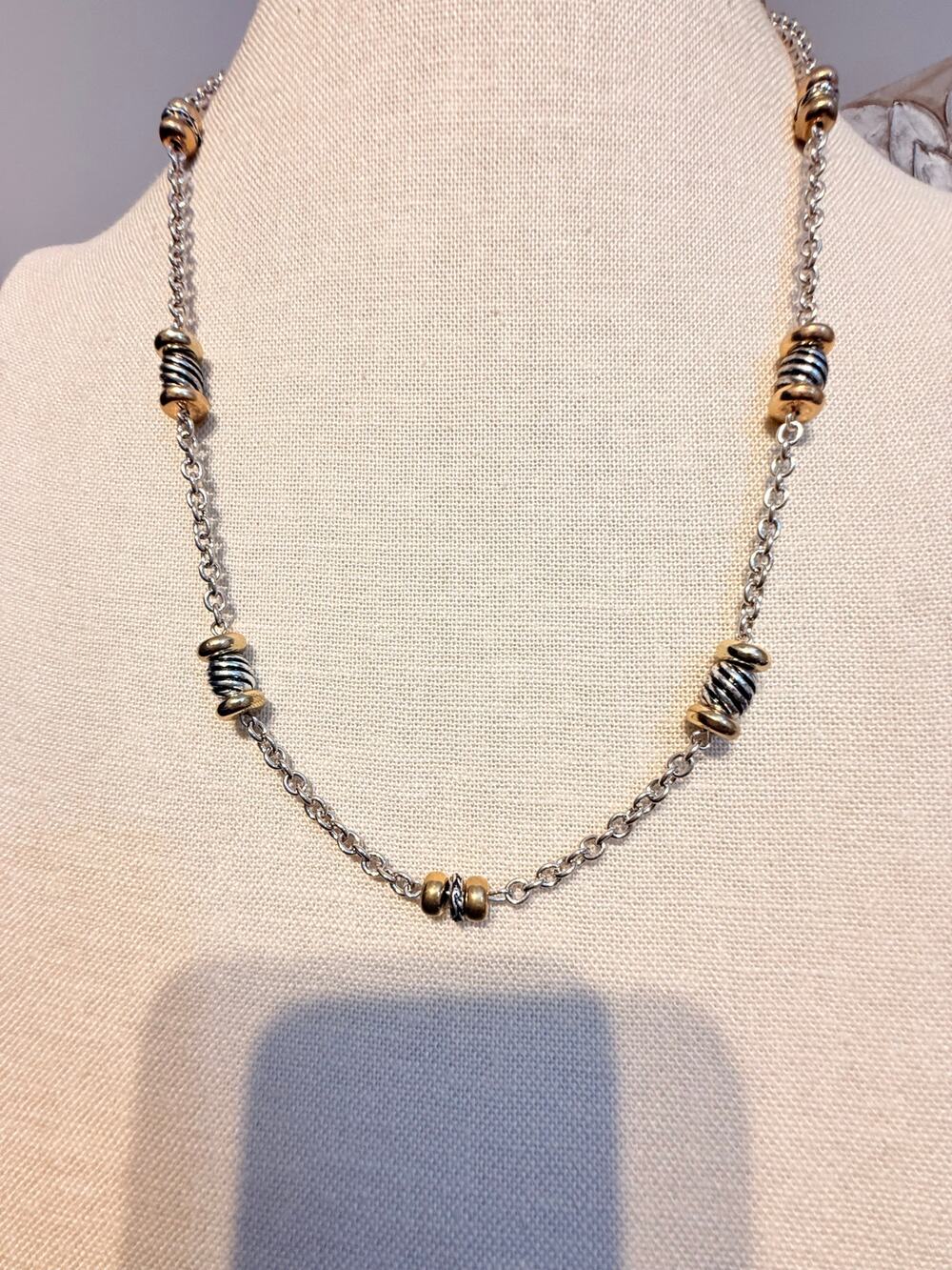 Vintage 34” Two Tone Station Bead Necklace